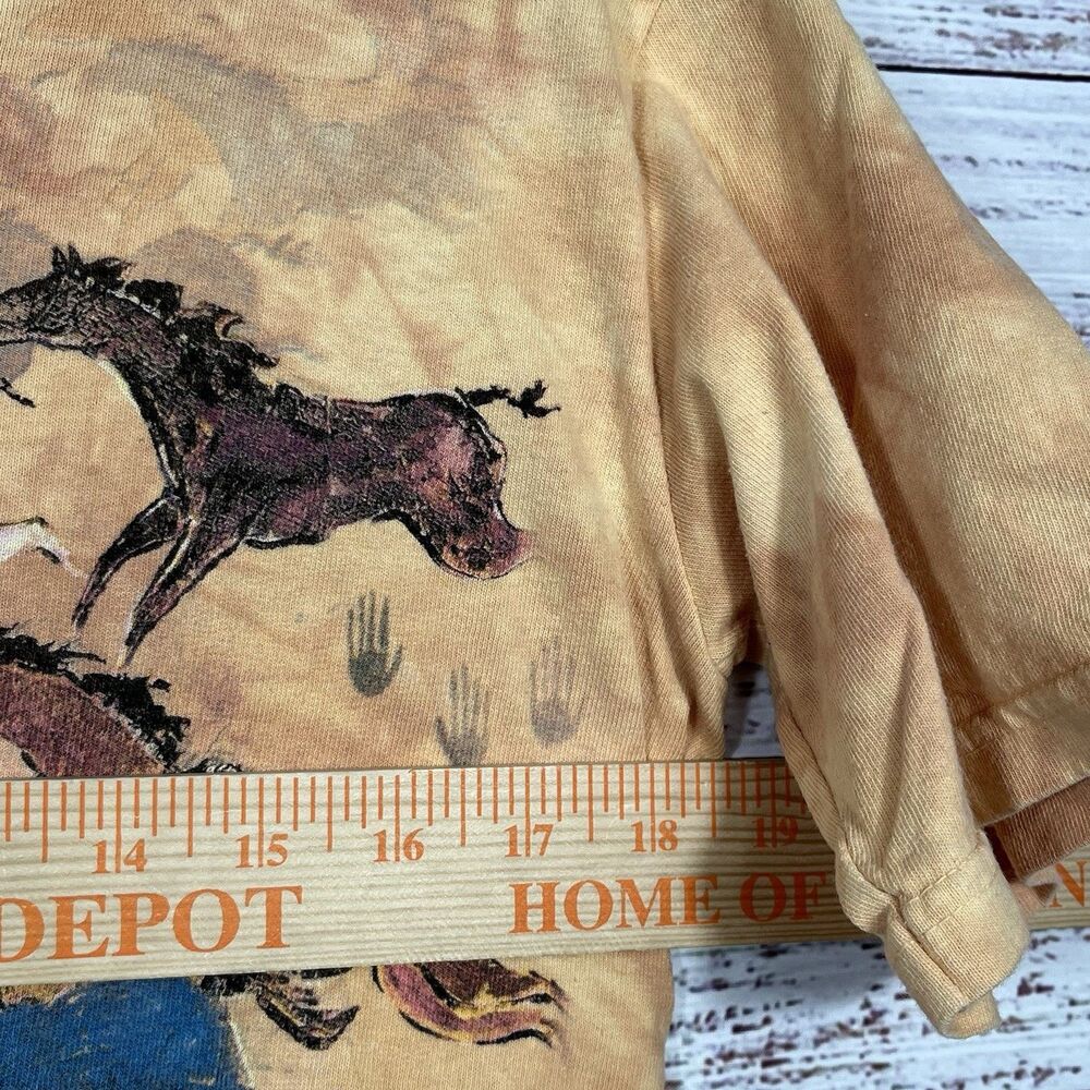 Vtg The Mountain Shirt Small Ginny Hogan Ancient Horses Dyed USA Mexico Cut Hem - Picture 12 of 13